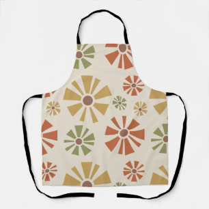 Mid Century Modern Flowers Multicolored Apron