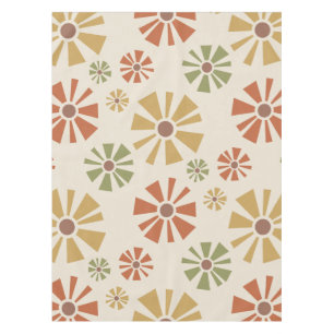 Mid Century Modern Flowers Multicolored Tablecloth
