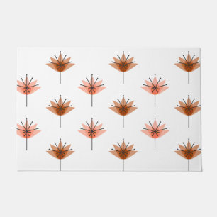 Mid Century Modern Flowers Orange Doormat