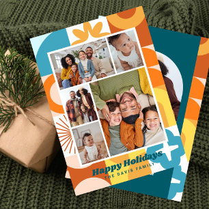 Mid Century Modern Fun Multi Photo Holidays Invitation