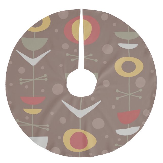 Mid Century Modern Garden Brown Brushed Polyester Tree Skirt (Front)