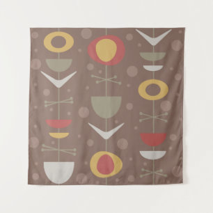 Mid Century Modern Garden Brown Tapestry