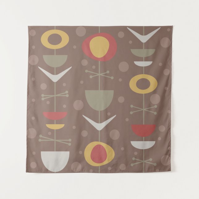 Mid Century Modern Garden Brown Tapestry (Front)