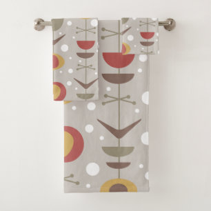 Mid Century Modern Garden Multicolored Bath Towel Set