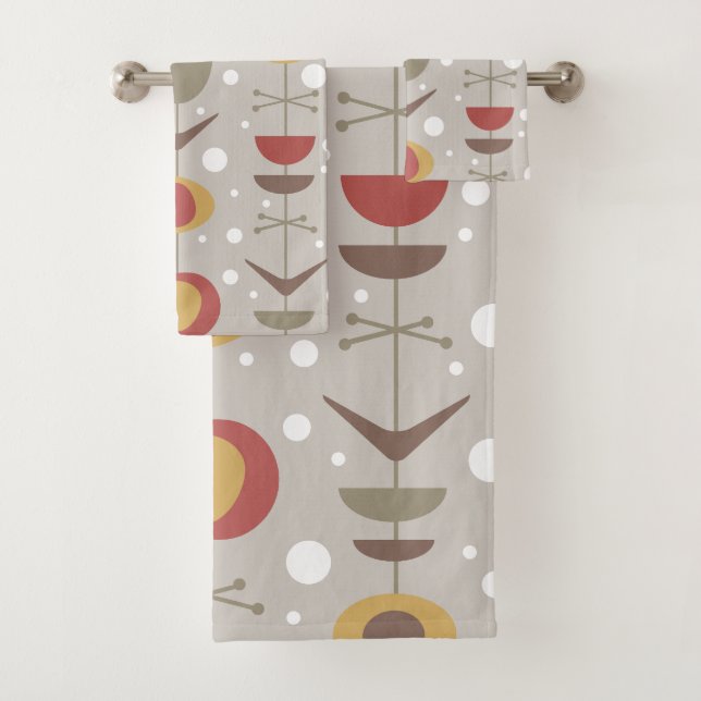 Mid Century Modern Garden Multicolored Bath Towel Set (Insitu)