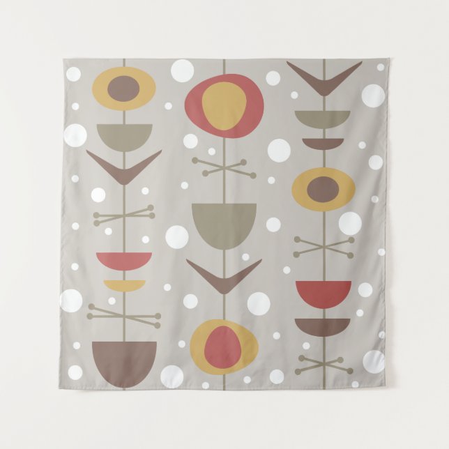 Mid Century Modern Garden Multicolored Tapestry (Front)