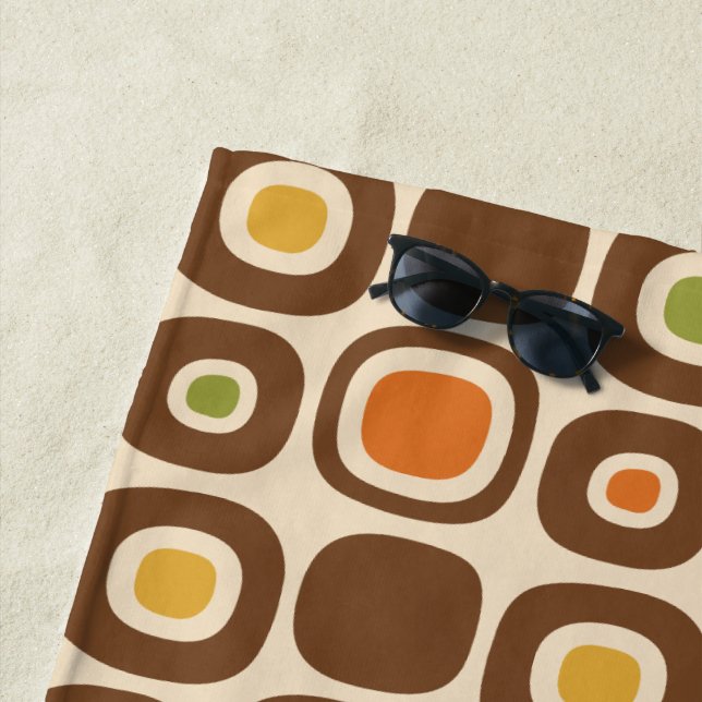 Mid Century Modern Garden Path Pattern Beach Towel (In Situ)