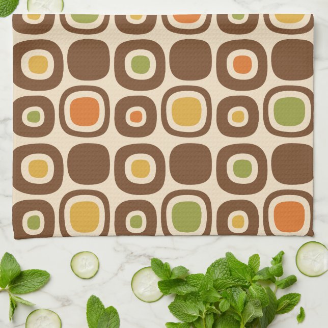 Mid Century Modern Garden Path Pattern Kitchen Towel (Folded)