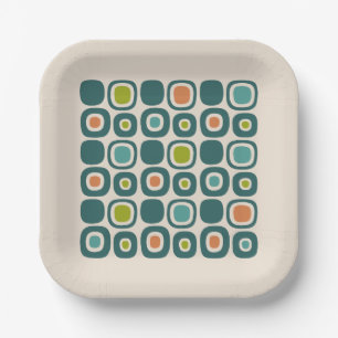 Mid Century Modern Garden Path Pattern Paper Plate
