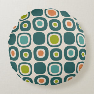 Mid Century Modern Garden Path Pattern Round Pillow