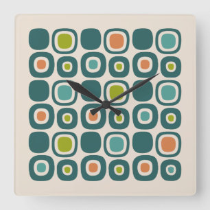 Mid Century Modern Garden Path Pattern Square Wall Clock