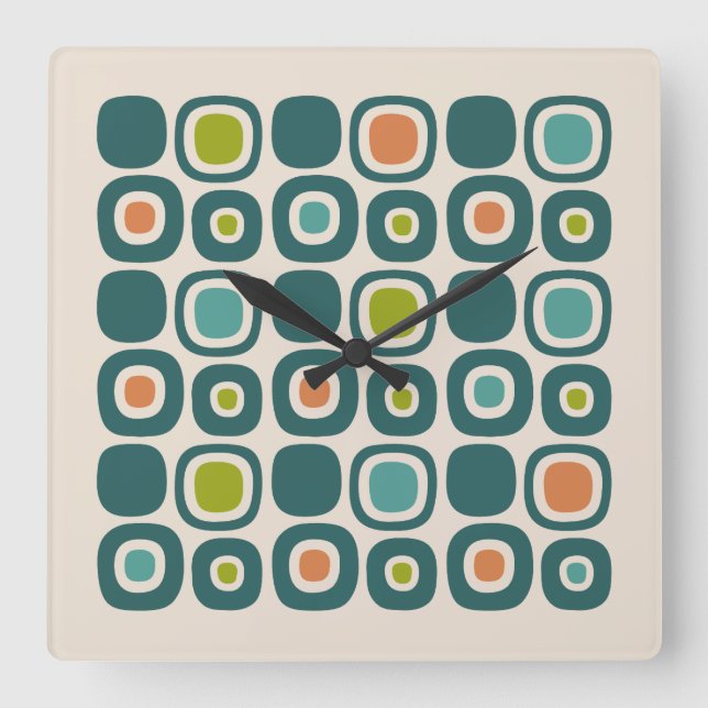 Mid Century Modern Garden Path Pattern Square Wall Clock (Front)
