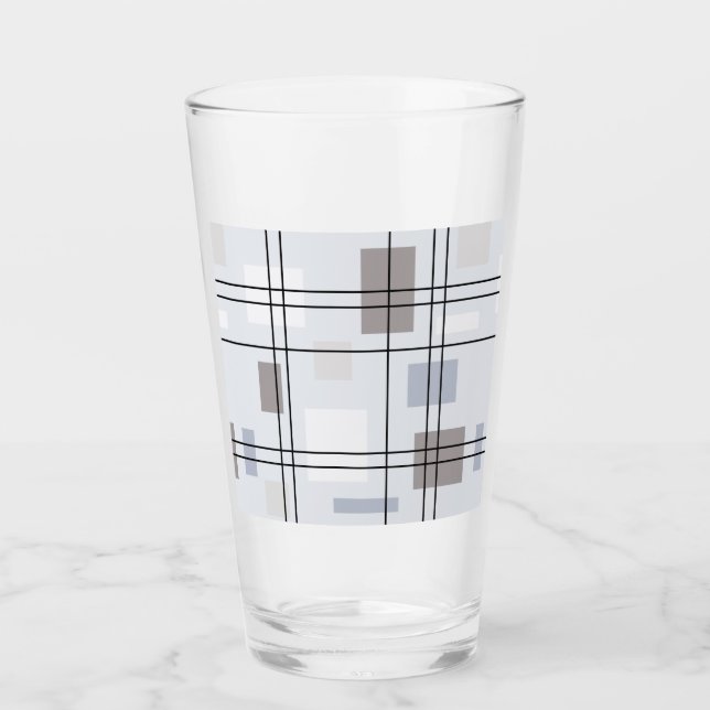 Mid Century Modern Geometric 16 Glass (Front)