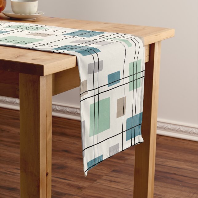 Mid Century Modern Geometric 2 Short Table Runner (In Situ)