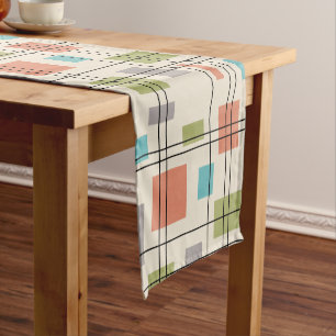 Mid Century Modern Geometric 3 Short Table Runner