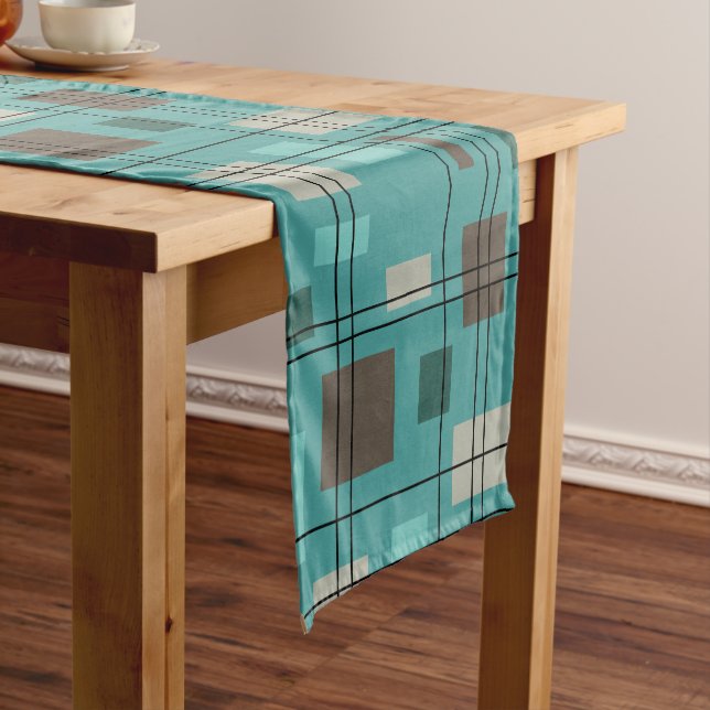 Mid Century Modern Geometric 8 Short Table Runner (In Situ)