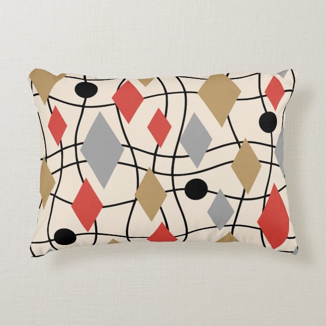 Mid Century Modern Geometric Abstract Accent Pillow (Front)