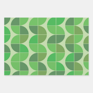 Mid Century Modern Geometric Abstract green   Wrapping Paper Sheet