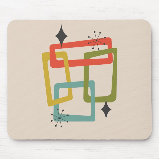 Mid-Century Modern Geometric Abstract Mouse Pad (Front)