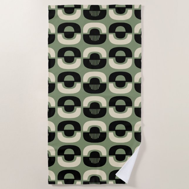 Mid Century Modern Geometric Abstract Pattern Beach Towel (Front)
