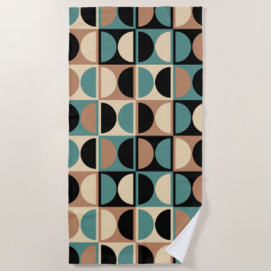 Mid Century Modern Geometric Abstract Pattern Beach Towel