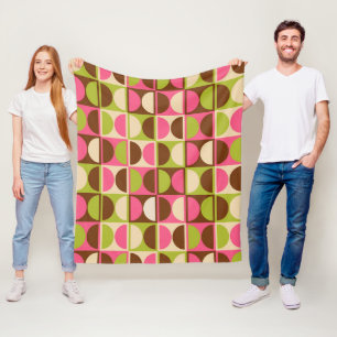 Mid Century Modern Geometric Abstract Pattern Fleece Blanket