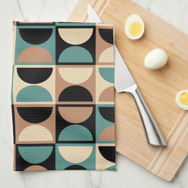 Mid Century Modern Geometric Abstract Pattern Kitchen Towel (Quarter Fold)