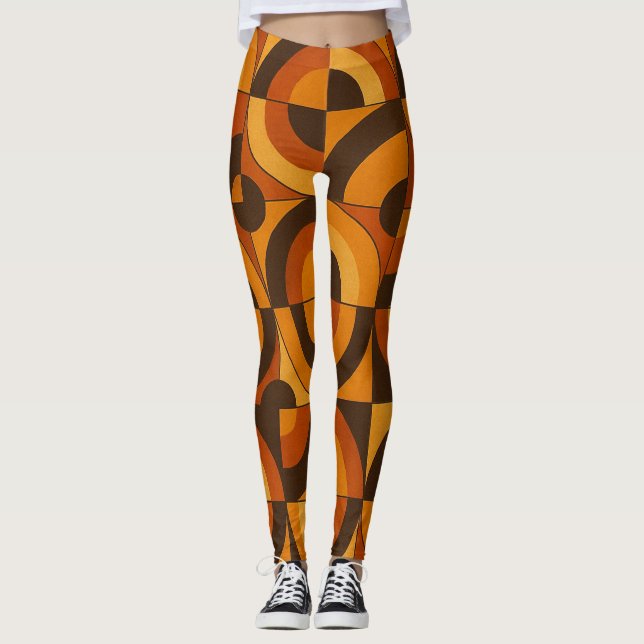 Mid Century Modern Geometric Abstract Pattern Leggings (Front)