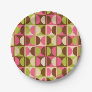 Mid Century Modern Geometric Abstract Pattern Paper Plate