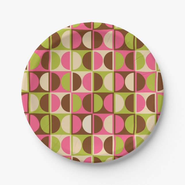 Mid Century Modern Geometric Abstract Pattern Paper Plate (Front)