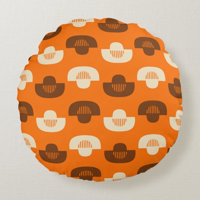 Mid Century Modern Geometric Abstract Pattern Round Pillow (Front)