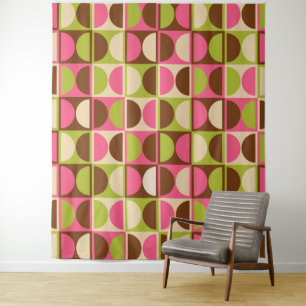 Mid Century Modern Geometric Abstract Pattern Tapestry