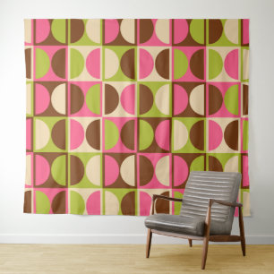 Mid Century Modern Geometric Abstract Pattern Tapestry