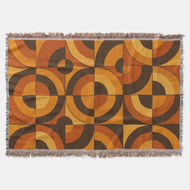 Mid Century Modern Geometric Abstract Pattern Throw Blanket (Front)