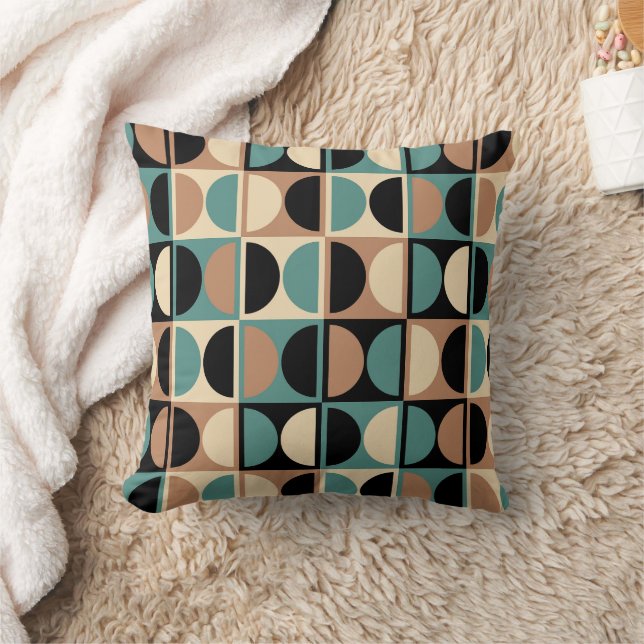 Mid Century Modern Geometric Abstract Pattern Throw Pillow (Blanket)