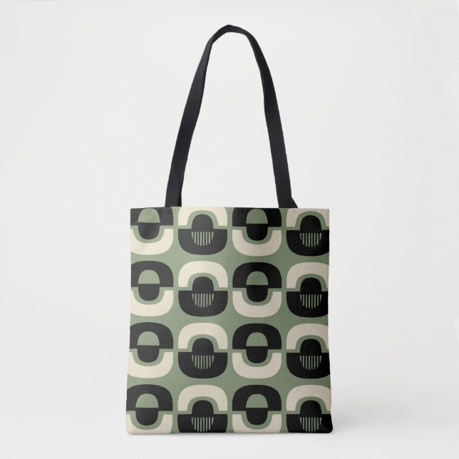 Mid Century Modern Geometric Abstract Pattern Tote Bag (Front)