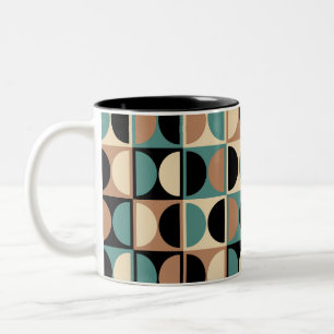 Mid Century Modern Geometric Abstract Pattern Two-Tone Coffee Mug