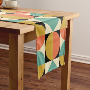 Mid Century Modern Geometric Abstract Short Table Runner