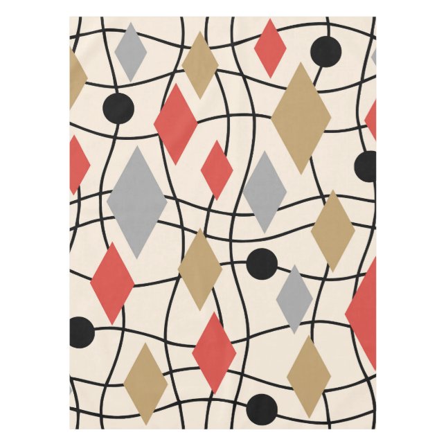 Mid Century Modern Geometric Abstract Tablecloth (Front)