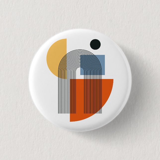 Mid Century Modern Geometric Abstract Wall Art  1 Inch Round Button (Front)