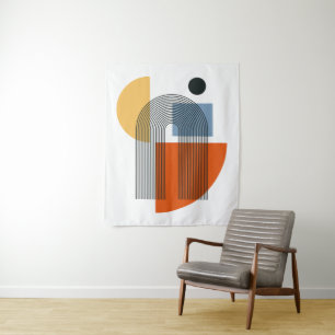 Mid Century Modern Geometric Abstract Wall Art Tapestry