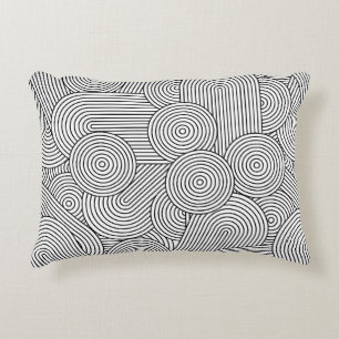 Mid Century Modern Geometric Arch Black White Accent Pillow