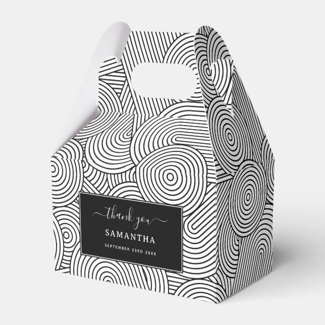 Mid Century Modern Geometric Arch Black White Favor Box (Front Side)