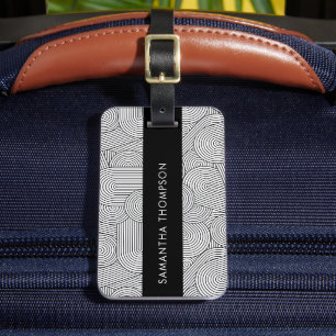 Mid Century Modern Geometric Arch Black White Luggage Tag