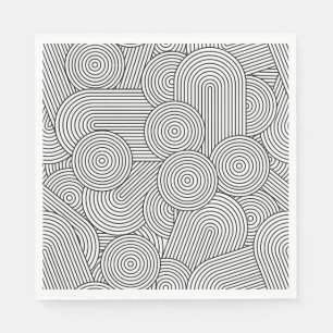 Mid Century Modern Geometric Arch Black White Napkin
