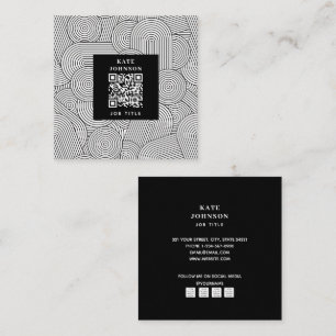 Mid Century Modern Geometric Arch Black White Square Business Card