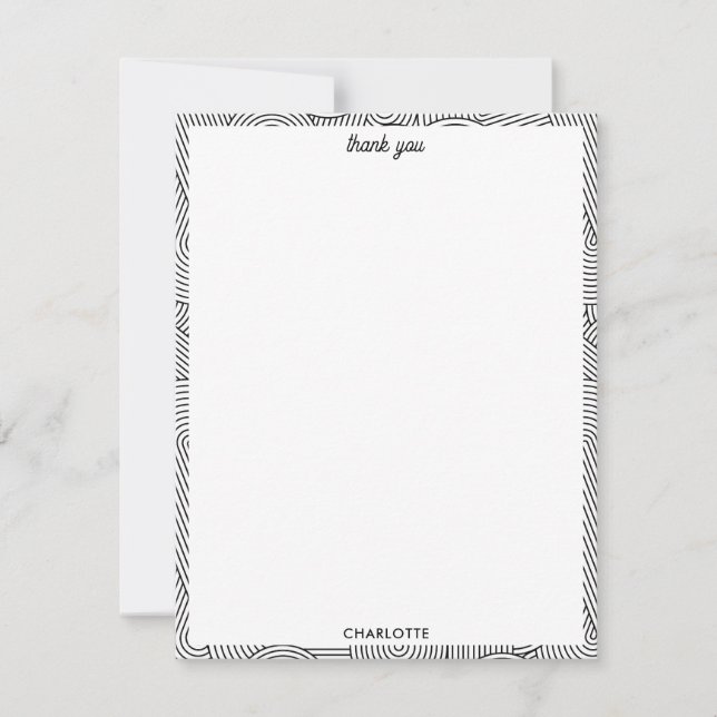 Mid Century Modern Geometric Arch Black White Thank You Card (Front)