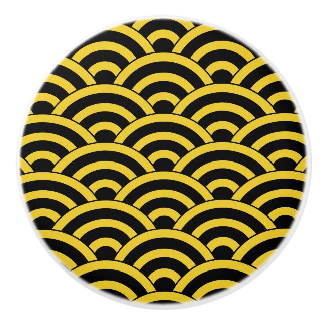 Mid Century Modern Geometric Arch Pattern Ceramic Knob (Front)
