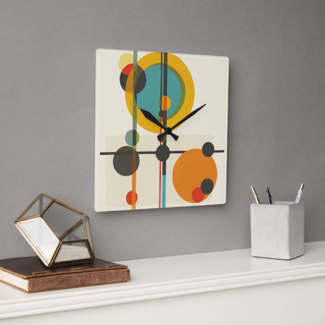 Mid-Century Modern Geometric Art Clock (Office)
