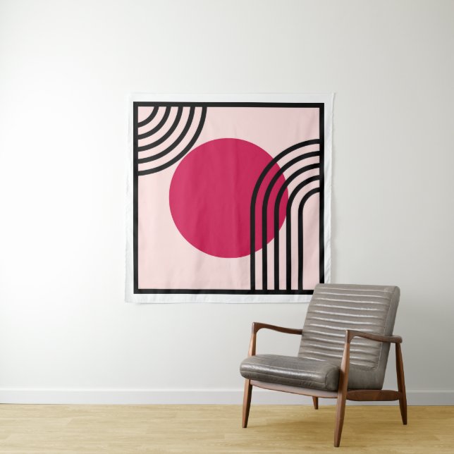 Mid-Century Modern Geometric Art Tapestry (In Situ)